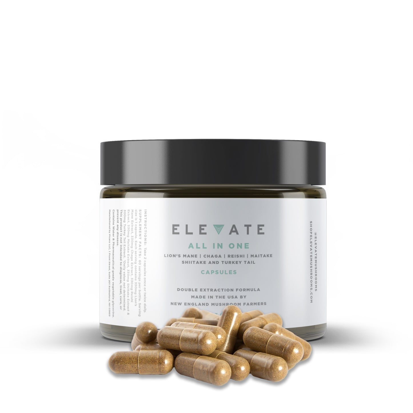 Elevate All In One Capsules (Lion’s Mane, Chaga, Reishi, Maitake, Shiitake & Turkey Tail Extract)